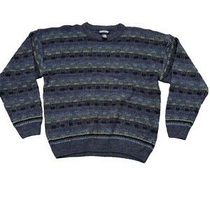 Vintage Jantzen Sweater Mens Size XL Knit Pullover Grandpa 90s Blue Purple Green